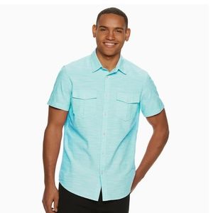 Aqua blue button down